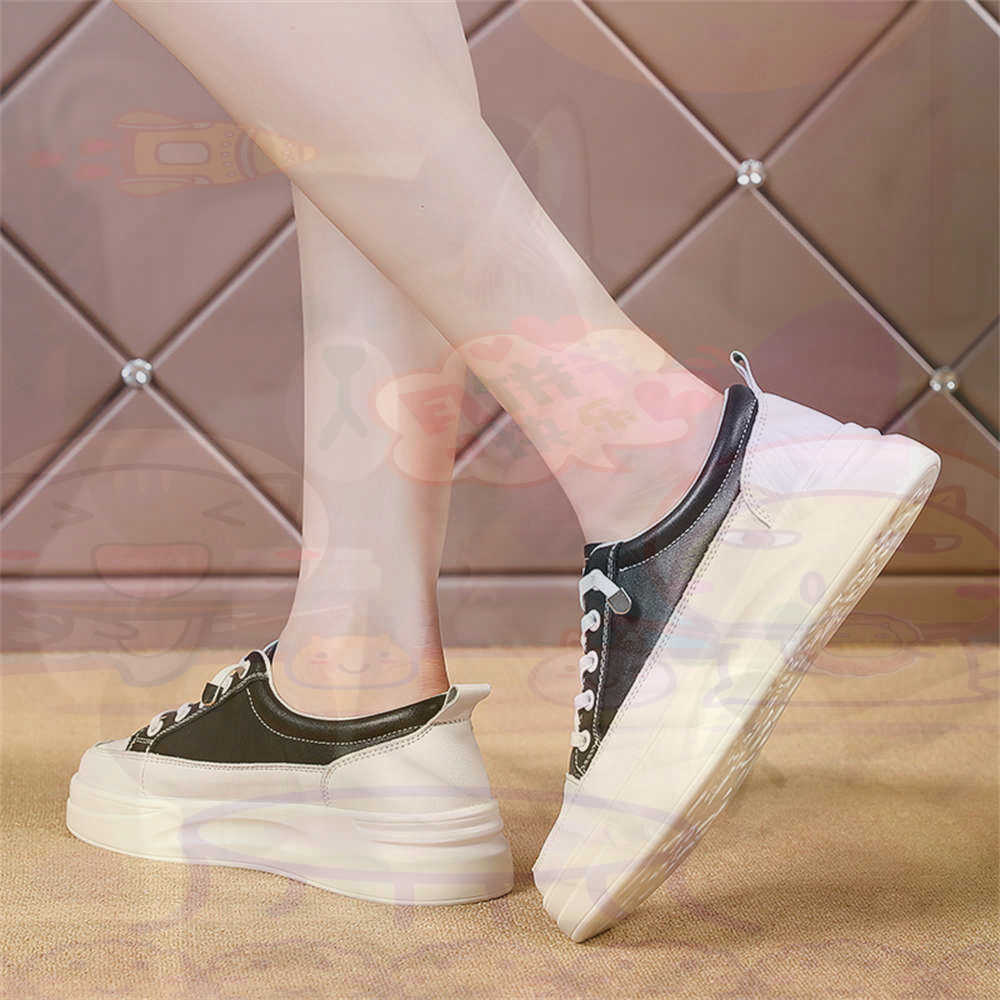 Guangzhou Street Fashion - LACE-up Chunky Loafers ผู้หญิงสเก็ตบอร์ดกีฬารองเท้าตะกร้ารองเท้าผ้าใบจริงแบบพกพาข่าวตะกร้า Teni ที่มีคุณภาพสูง