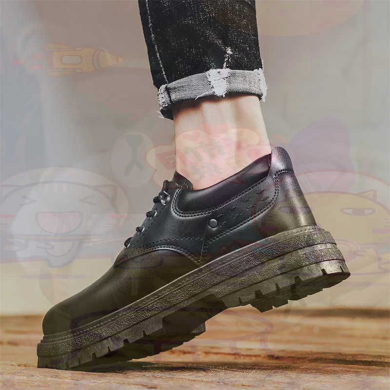 Guangzhou Street Fashion - Dark Natural หนังแฟชั่น Trainers เทนนิสรองเท้าผ้าใบผู้ชายรองเท้าแฟชั่นรองเท้าผ้าใบคุณภาพกีฬาราคาต่ําสุขภาพ