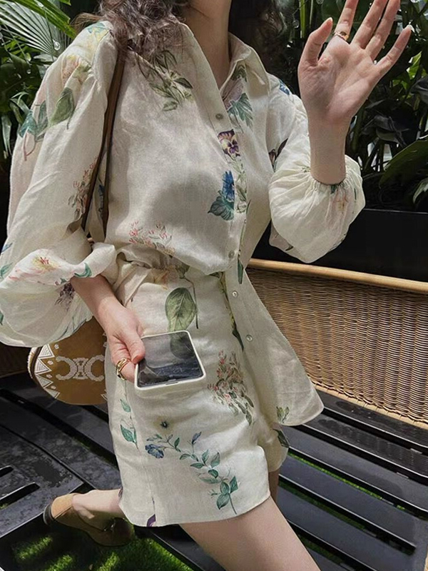 Street Fashion High End - ชุดแฟชั่นฤดูร้อนสไตล์สตรีทสำหรับผู้หญิง เสื้อป้องกันแสงแดดระดับไฮเอนด์ กางเกงขาสั้นทรงกว้าง ดีไซน์หรูหรา กลิ่นอายความหอมอ่อนๆ แบบสองชิ้น