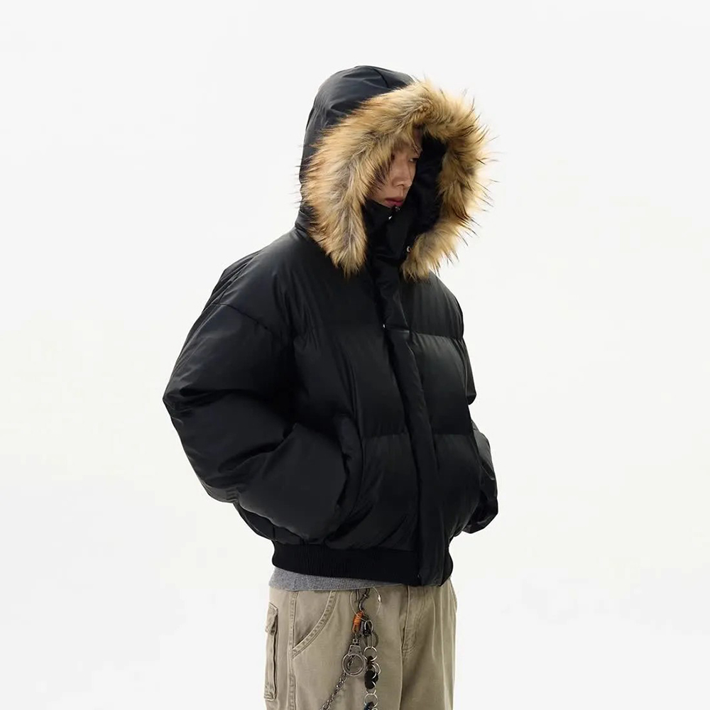 Street Fashion High End - American Street แฟชั่นที่ถอดออกได้ขนสัตว์ Hooded Pu หนังฝ้ายเสื้อแจ็คเก็ตผู้ชายฤดูหนาว