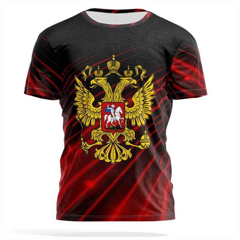 Street Fashion Russia - สัญลักษณ์แห่งชาติรัสเซียพิมพ์เสื้อยืดผู้ชายผู้หญิง Pride Street แฟชั่นรอบคอ Tee เสื้อรัสเซีย