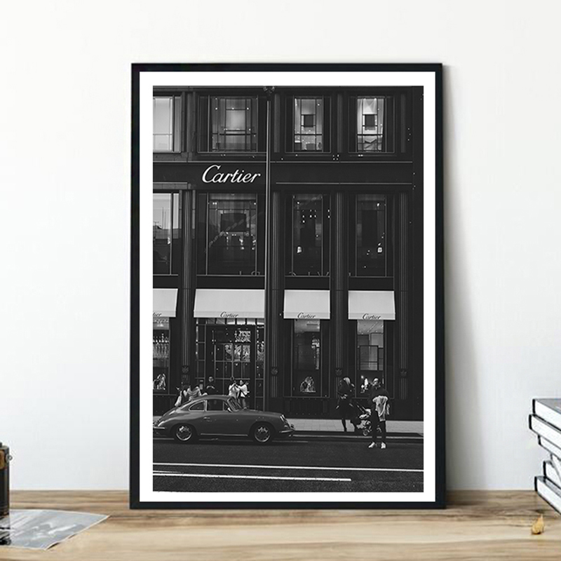 Street Fashion Poster - ภาพวาดบนผ้าใบสไตล์ยุโรป แฟชั่นขาวดำ ภาพพิมพ์วินเทจ โปสเตอร์และภาพติดผนังสำหรับตกแต่งห้องนั่งเล่นและบ้าน
