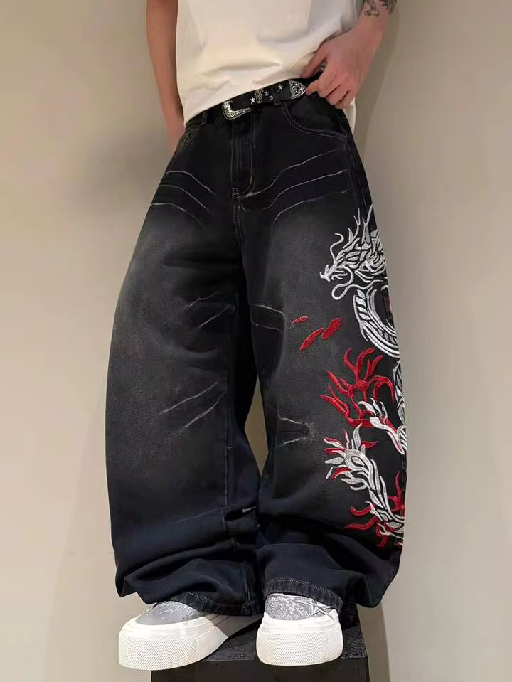 กางเกงยีนส์ปักลายดีไซน์ใหม่ สไ - Street Fashion High End บทวิจารณ์และราคา