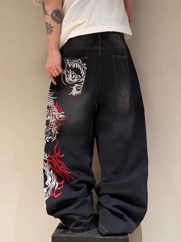 กางเกงยีนส์ปักลายดีไซน์ใหม่ สไ - Street Fashion High End บทวิจารณ์และราคา
