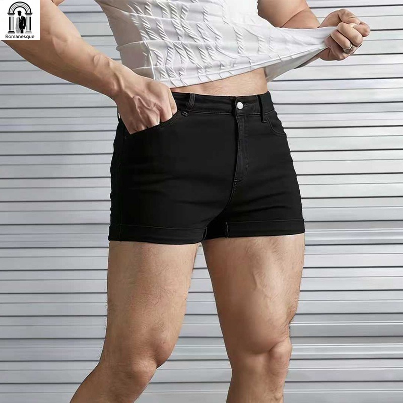 กางเกงยีนส์ขาสั้นสีขาวทรงสลิมฟ - Street Fashion Jeans Men บทวิจารณ์และราคา