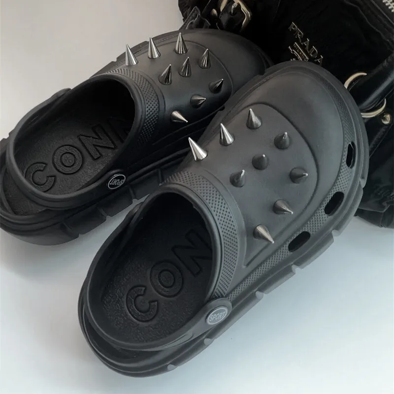 Y2K สไตล์ Rivet Hole รองเท้าผู - Street Fashion Y2K บทวิจารณ์และราคา