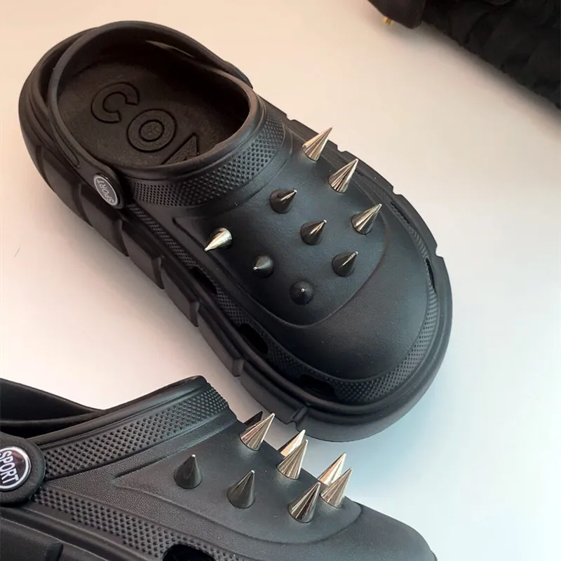 Y2K สไตล์ Rivet Hole รองเท้าผู - Street Fashion Y2K บทวิจารณ์และราคา