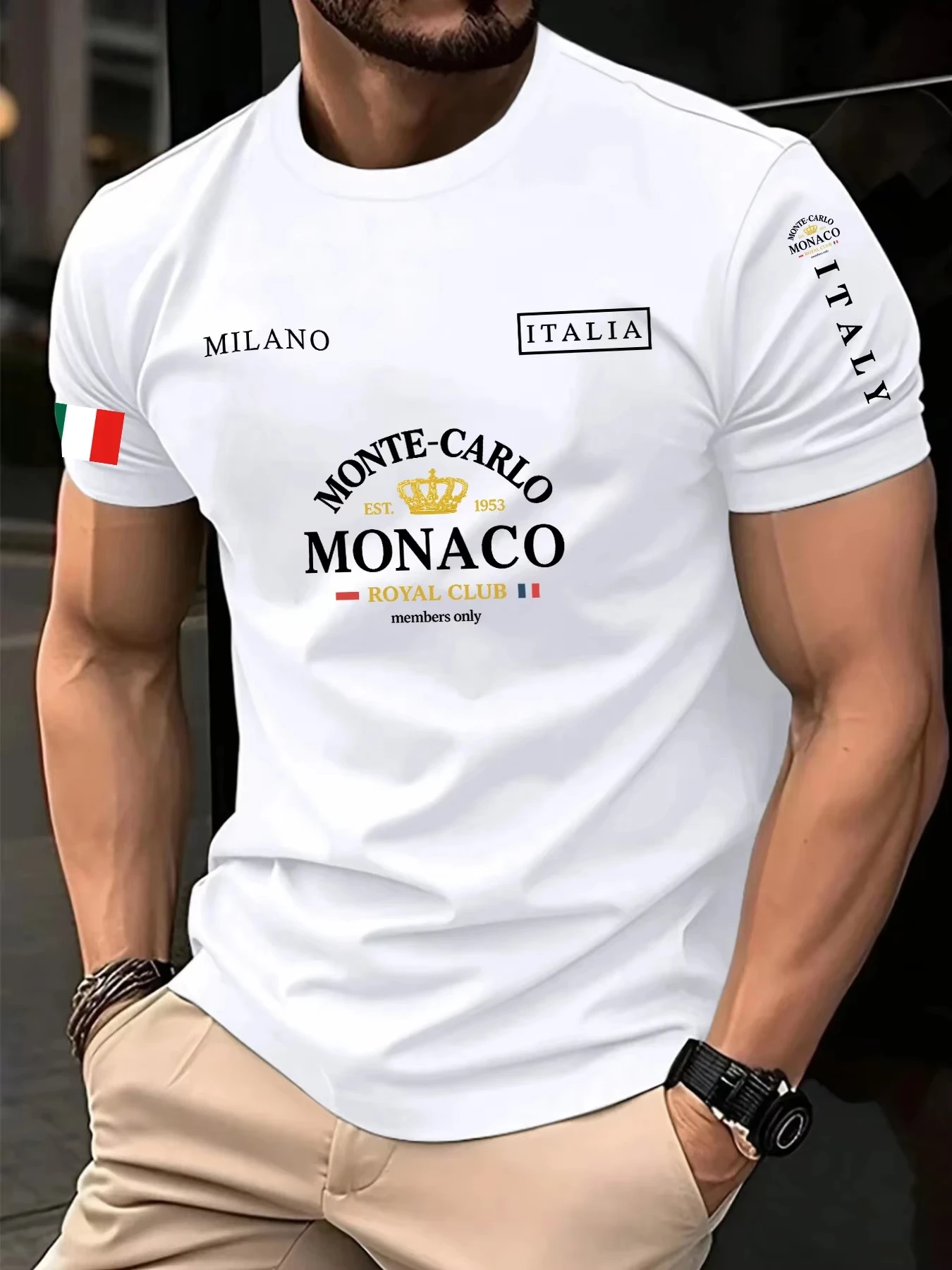 เสื้อยืดผู้ชายลายตัวอักษรโมนาโ - Street Fashion Monaco บทวิจารณ์และราคา