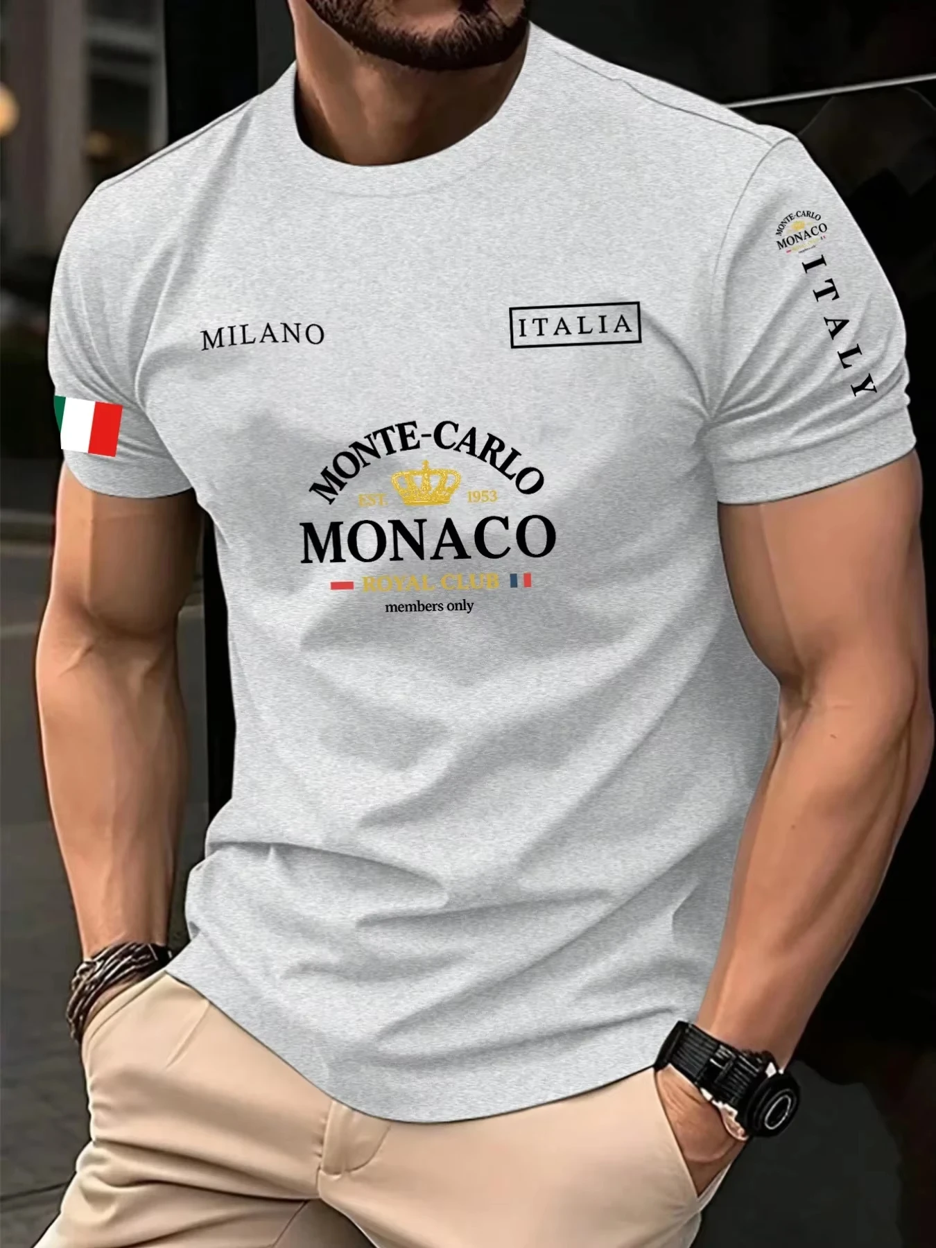 เสื้อยืดผู้ชายลายตัวอักษรโมนาโ - Street Fashion Monaco บทวิจารณ์และราคา