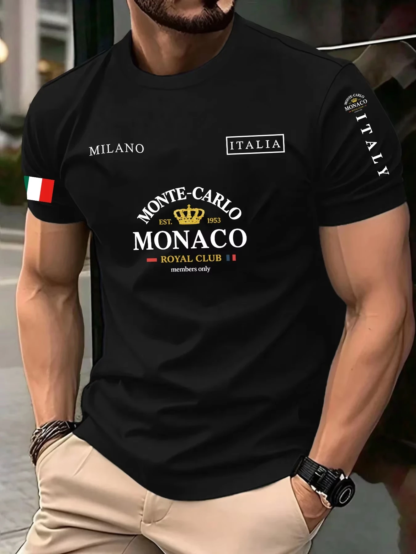 เสื้อยืดผู้ชายลายตัวอักษรโมนาโ - Street Fashion Monaco บทวิจารณ์และราคา