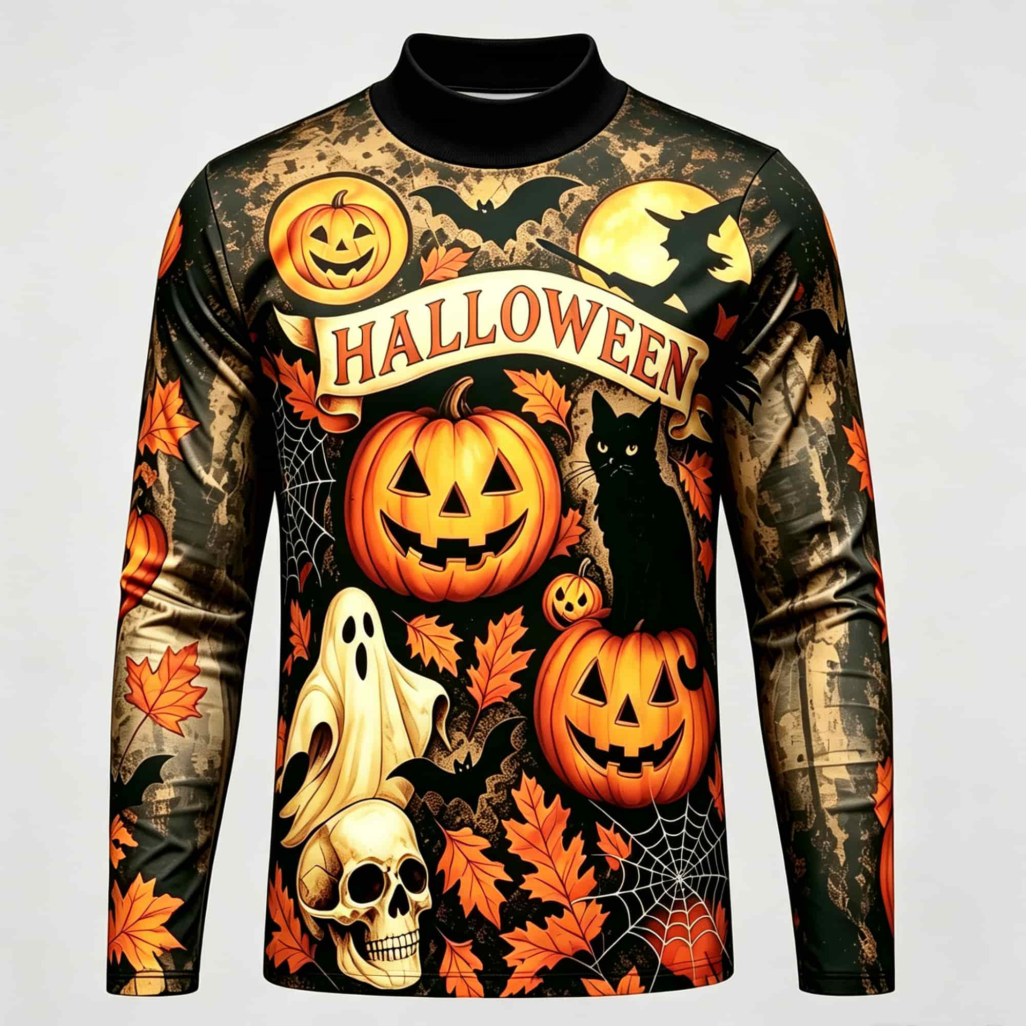 เสื้อยืดแขนยาวลายพิมพ์ฮาโลวีนส - Street Fashion For Man บทวิจารณ์และราคา