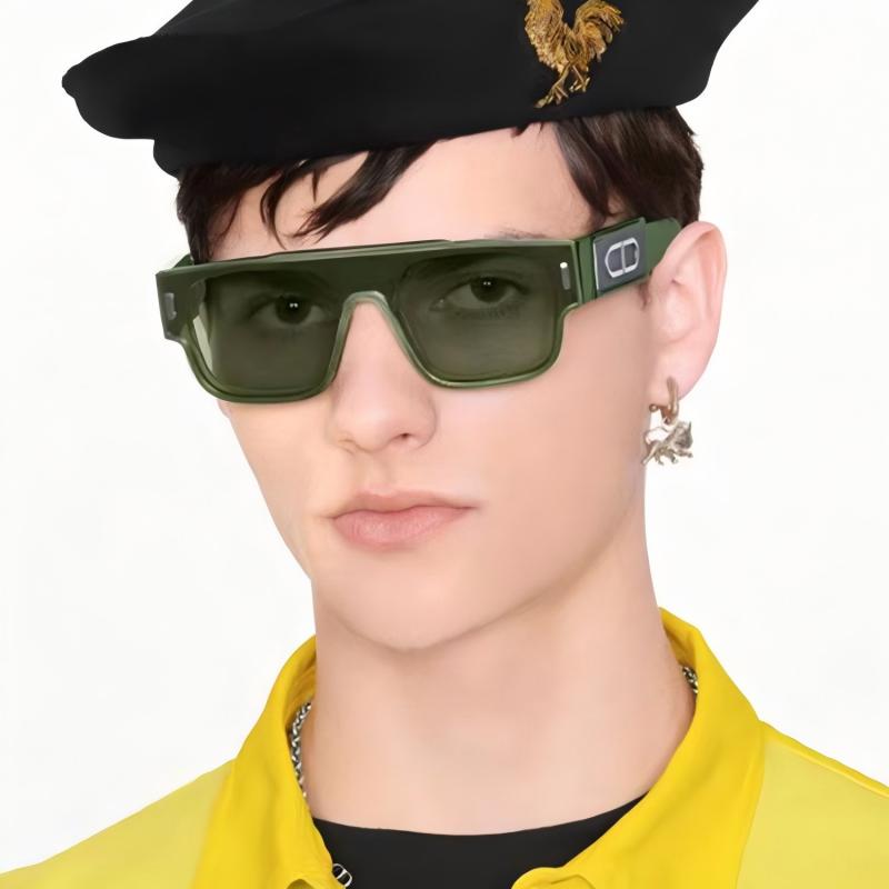แว่นกันแดดทรงสี่เหลี่ยมสีเขียว - Street Fashion China Models บทวิจารณ์และราคา