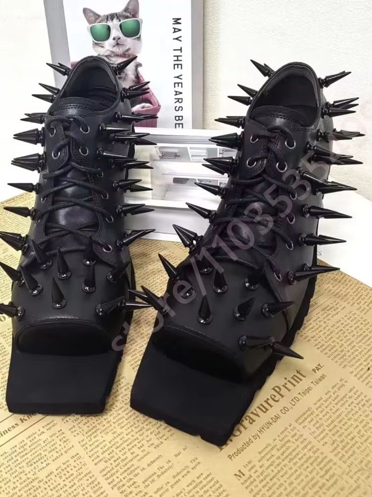 รองเท้าบูทหนังสีดำสำหรับผู้หญิ - Street Fashion Y2K บทวิจารณ์และราคา