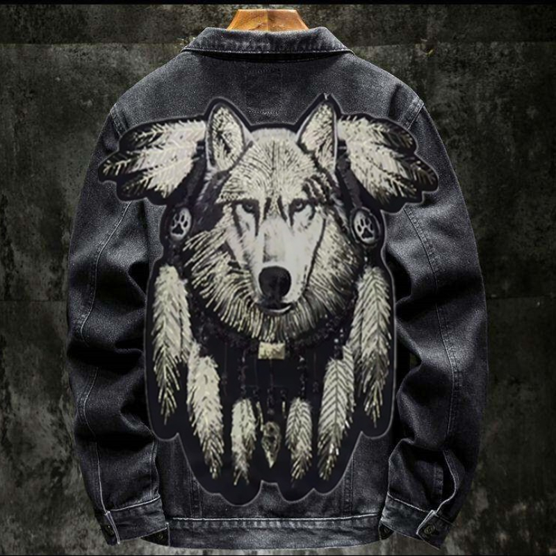 อเมริกา Vintage Heavy Wolf ปัก - Street Fashion Jeans Men บทวิจารณ์และราคา
