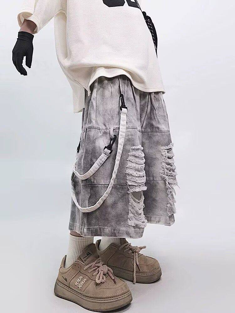 กางเกงยีนส์ขาดสไตล์เรโทรฮิปฮอป - Street Fashion Jeans Men บทวิจารณ์และราคา